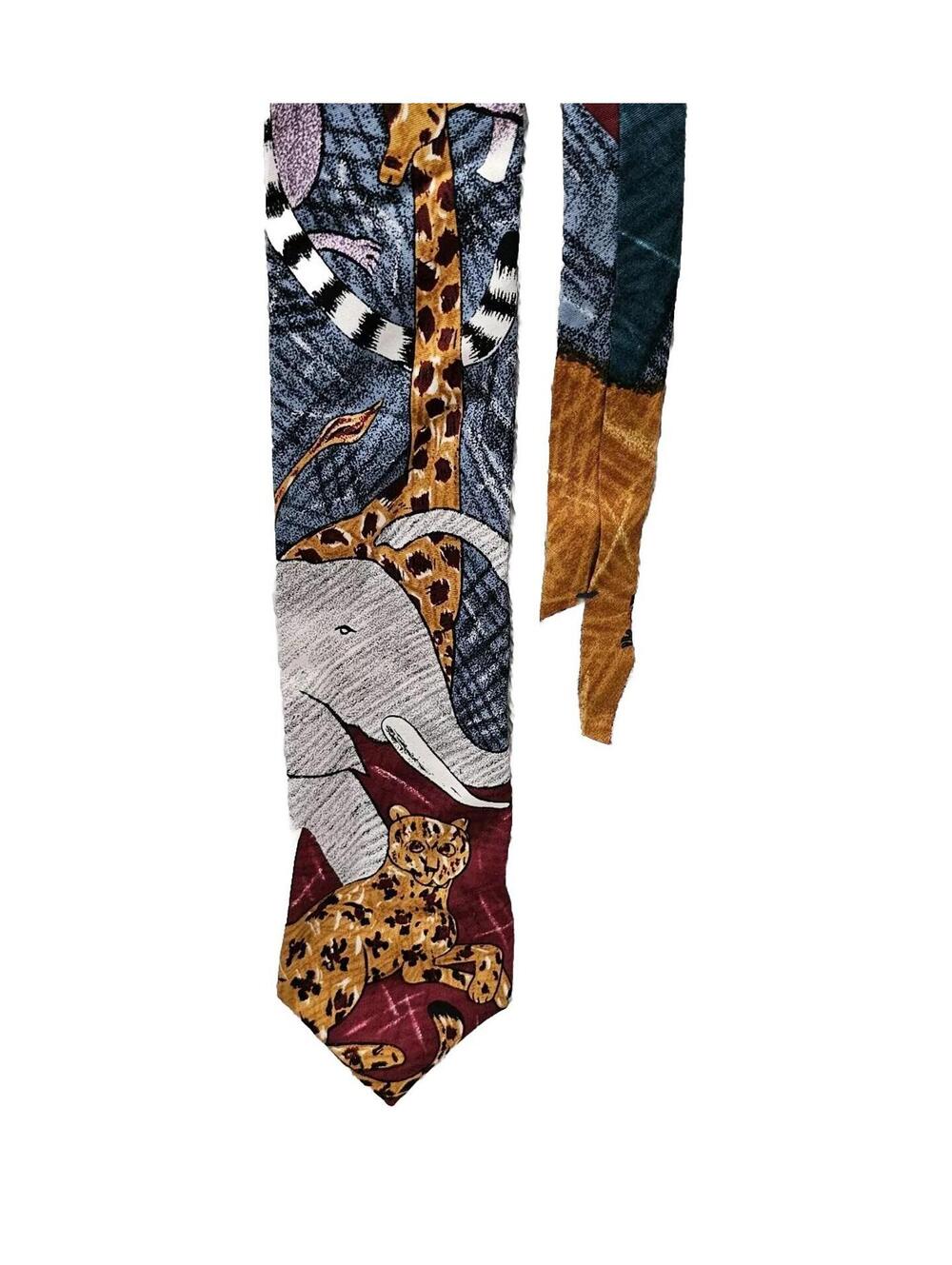 Necktie World Wildlife Fund WWF #106 Animal Print Silk 58" x 3.5" USA 1990s VTG
